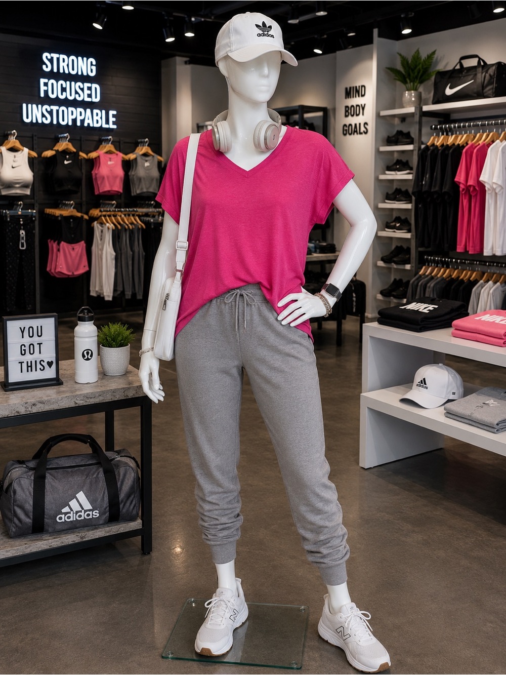 Time and Tru Women's V-Neck Short Sleeve Tee in Bright Pink